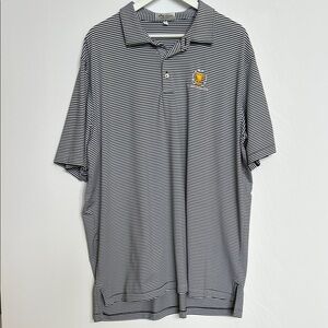 Peter Millar Quail Hollow Carolina CAT Stripe Black White Performance Polo XXL